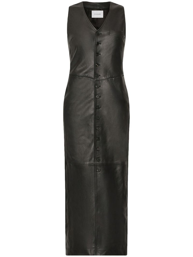 Black Leather Midi Dress