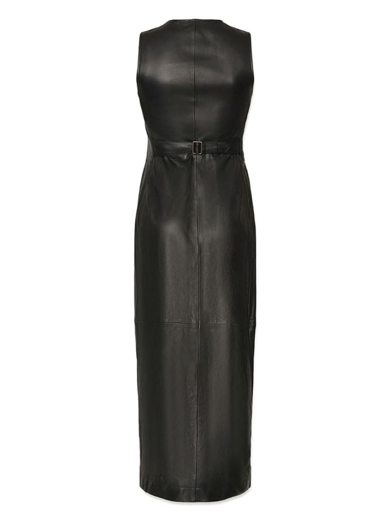 Black Leather Midi Dress