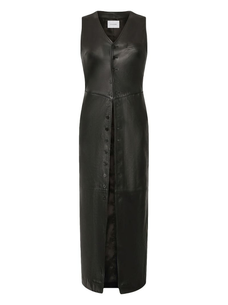 Black Leather Midi Dress