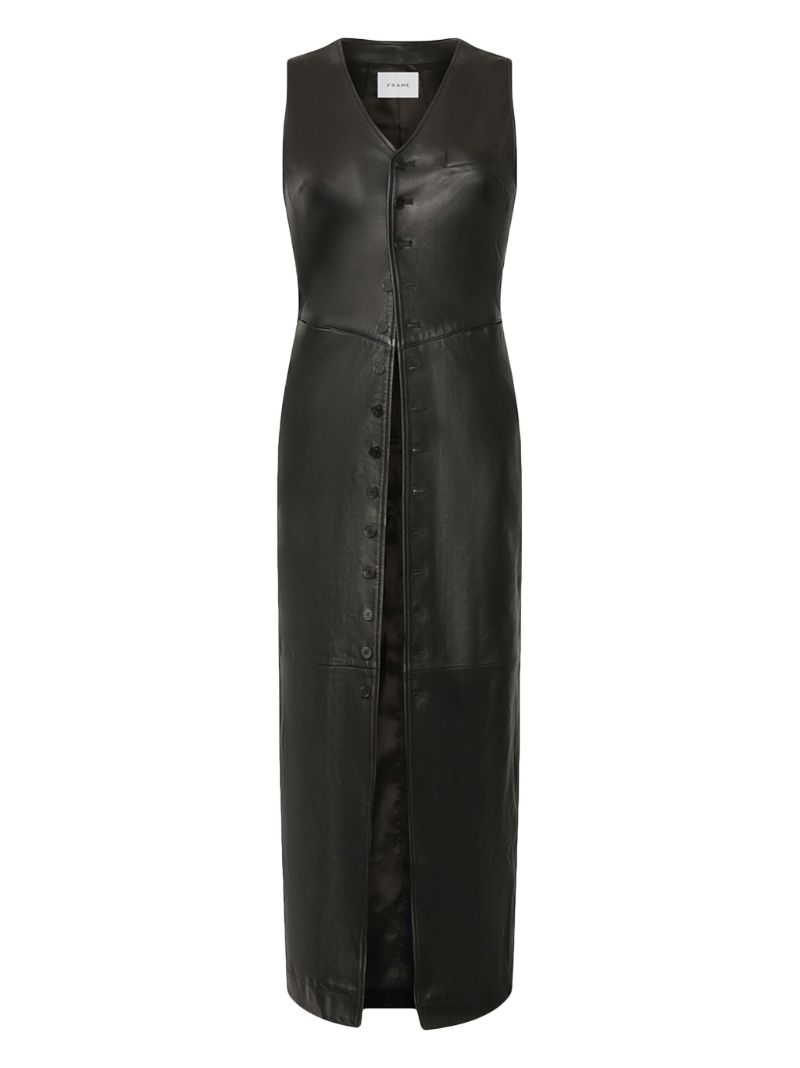 Black Leather Midi Dress