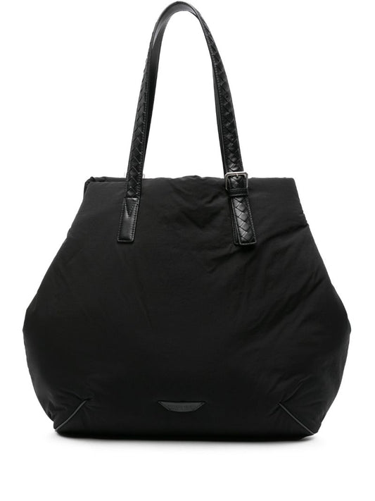 Black Intrecciato-straps Tote Bag