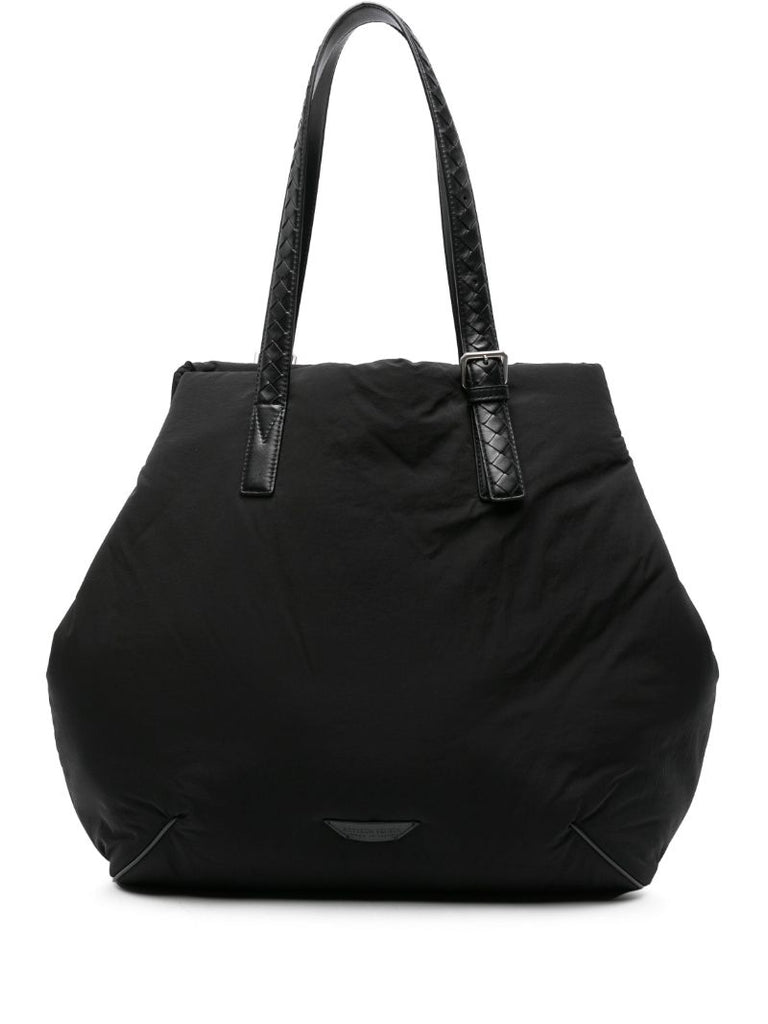 Black Intrecciato-straps Tote Bag