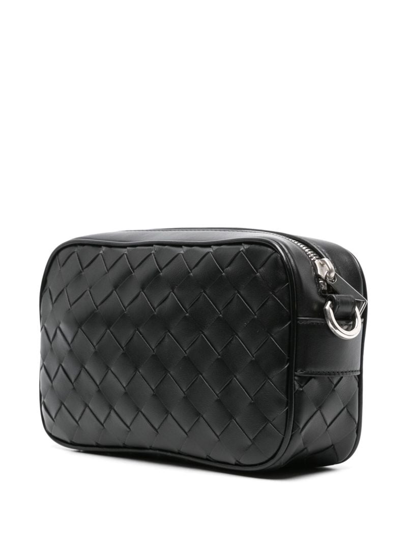Black Mini Intrecciato Leather Cross Body Bag
