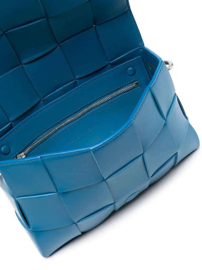 Blue Cassette Leather Messenger Bag