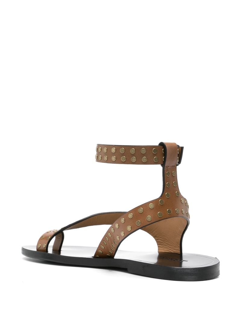Brown Jiona Studded Leather Sandals