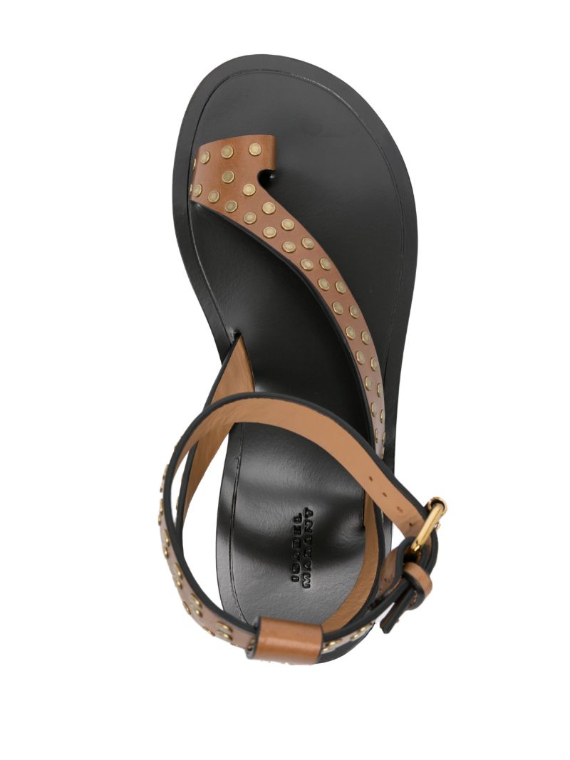 Brown Jiona Studded Leather Sandals