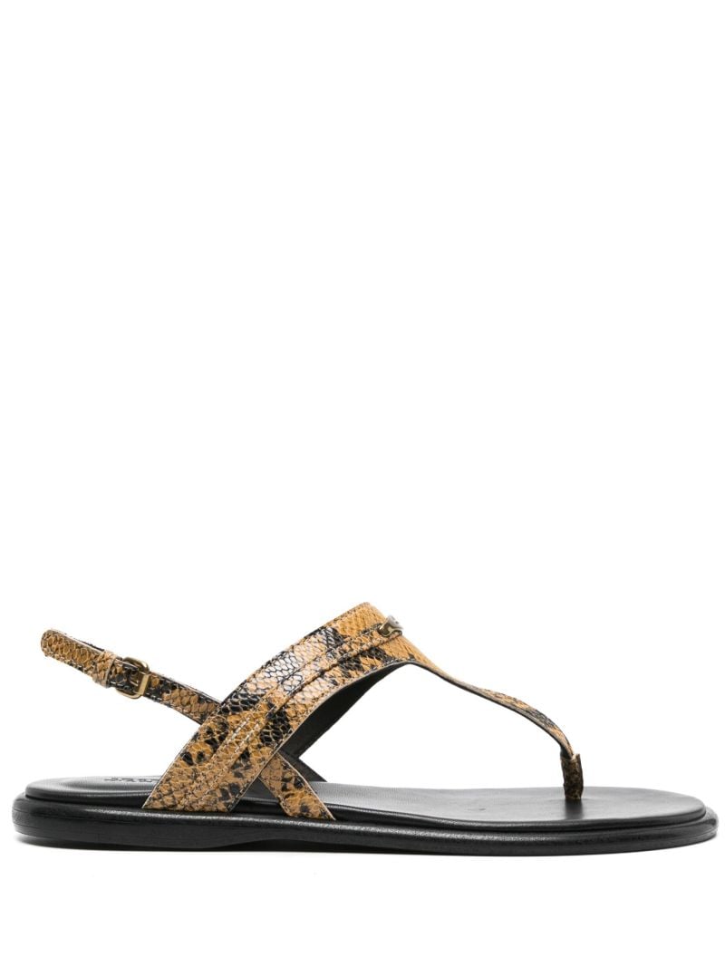 Neutral Nya Python-effect Leather Sandals