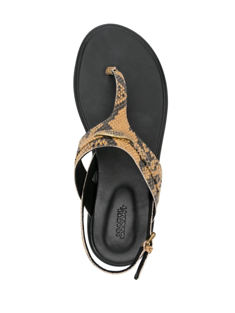 Neutral Nya Python-effect Leather Sandals