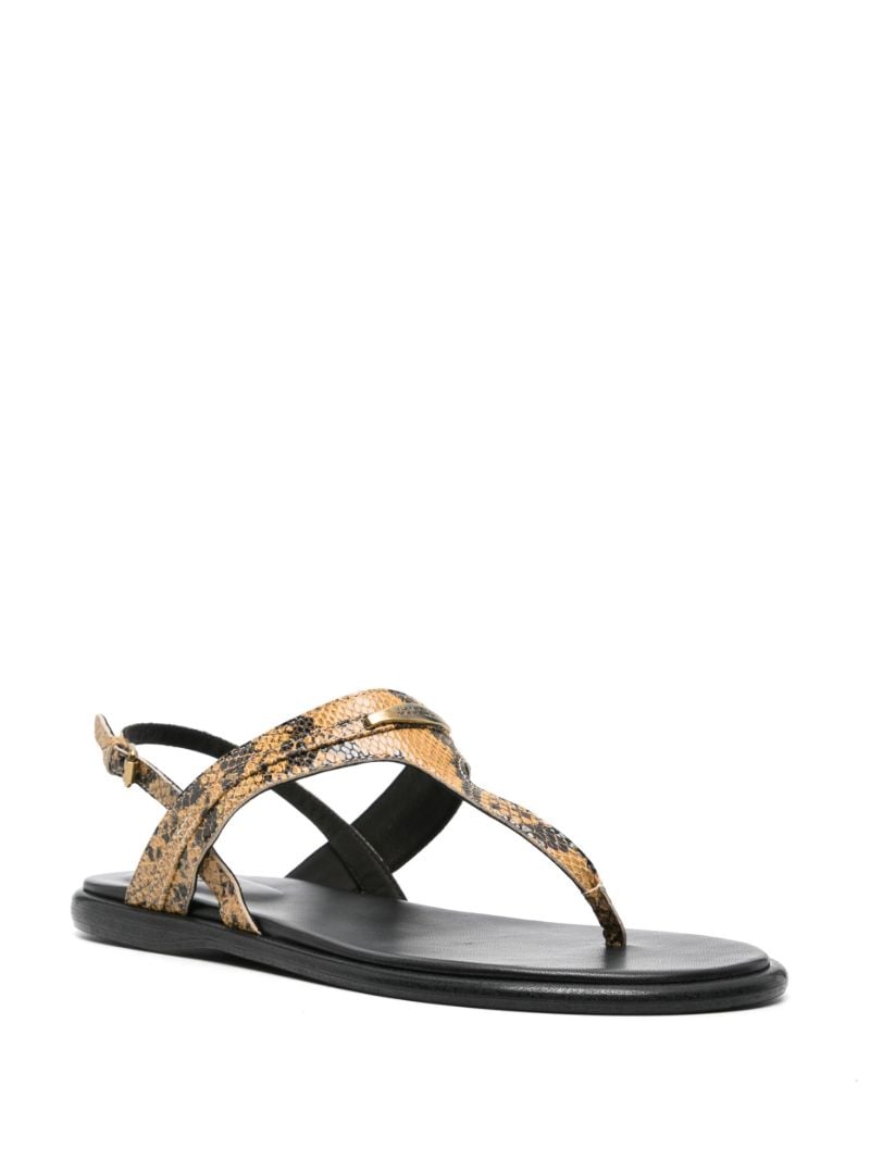 Neutral Nya Python-effect Leather Sandals