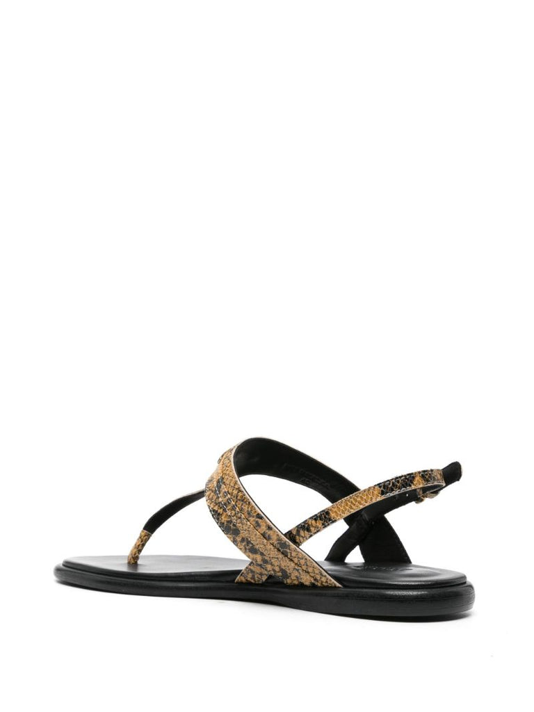 Neutral Nya Python-effect Leather Sandals