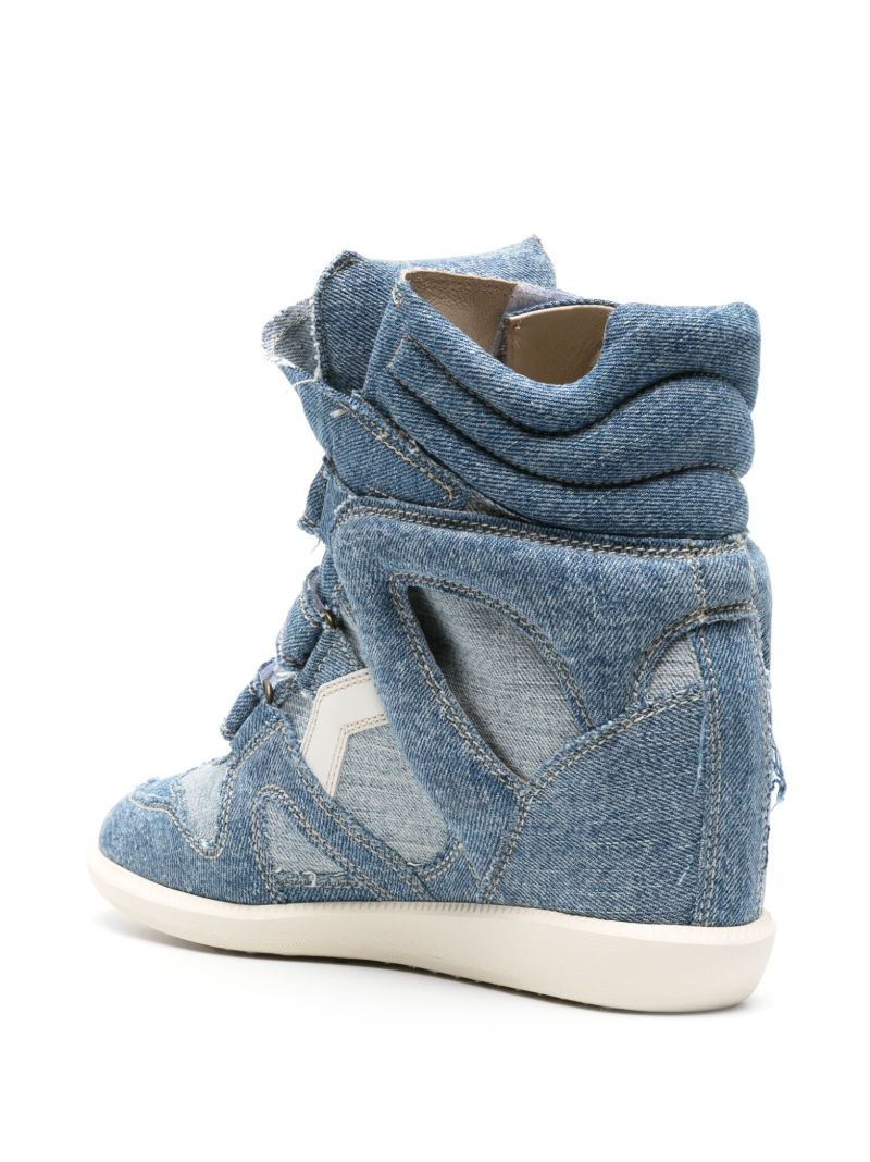 Blue Bekett Denim Wedge Sneakers