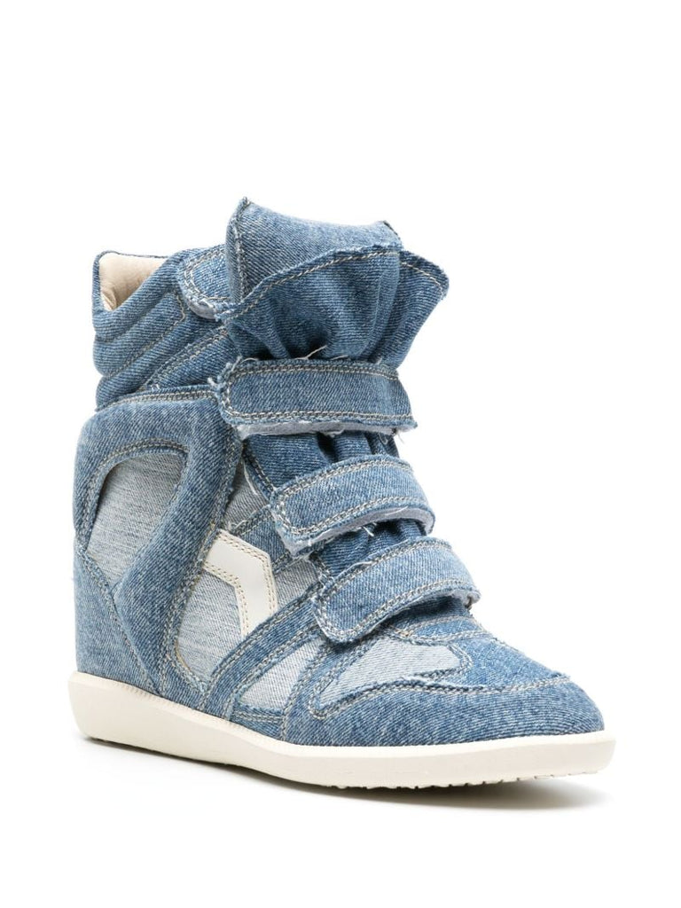 Blue Bekett Denim Wedge Sneakers