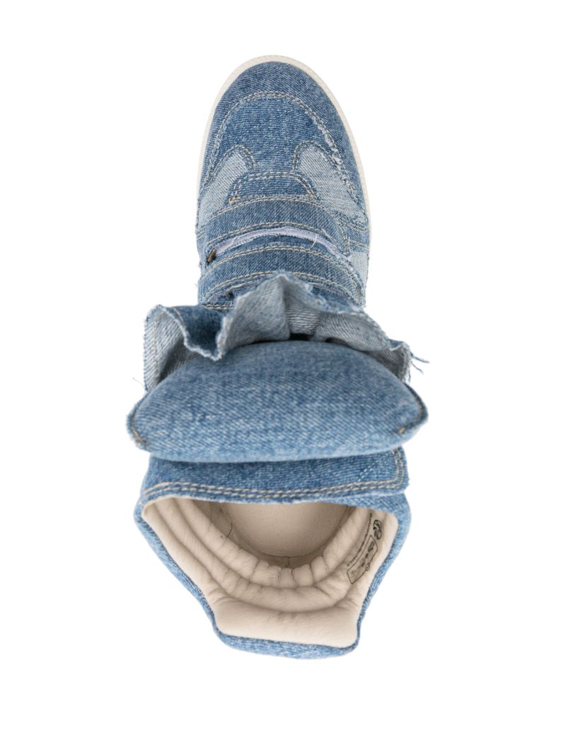 Blue Bekett Denim Wedge Sneakers
