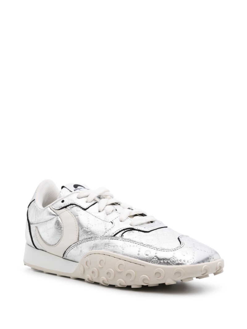 Silver-tone Ms Rise Leather Sneakers