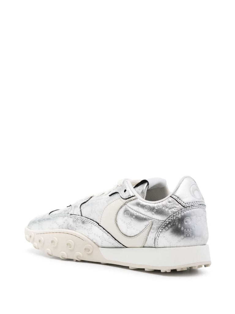 Silver-tone Ms Rise Leather Sneakers