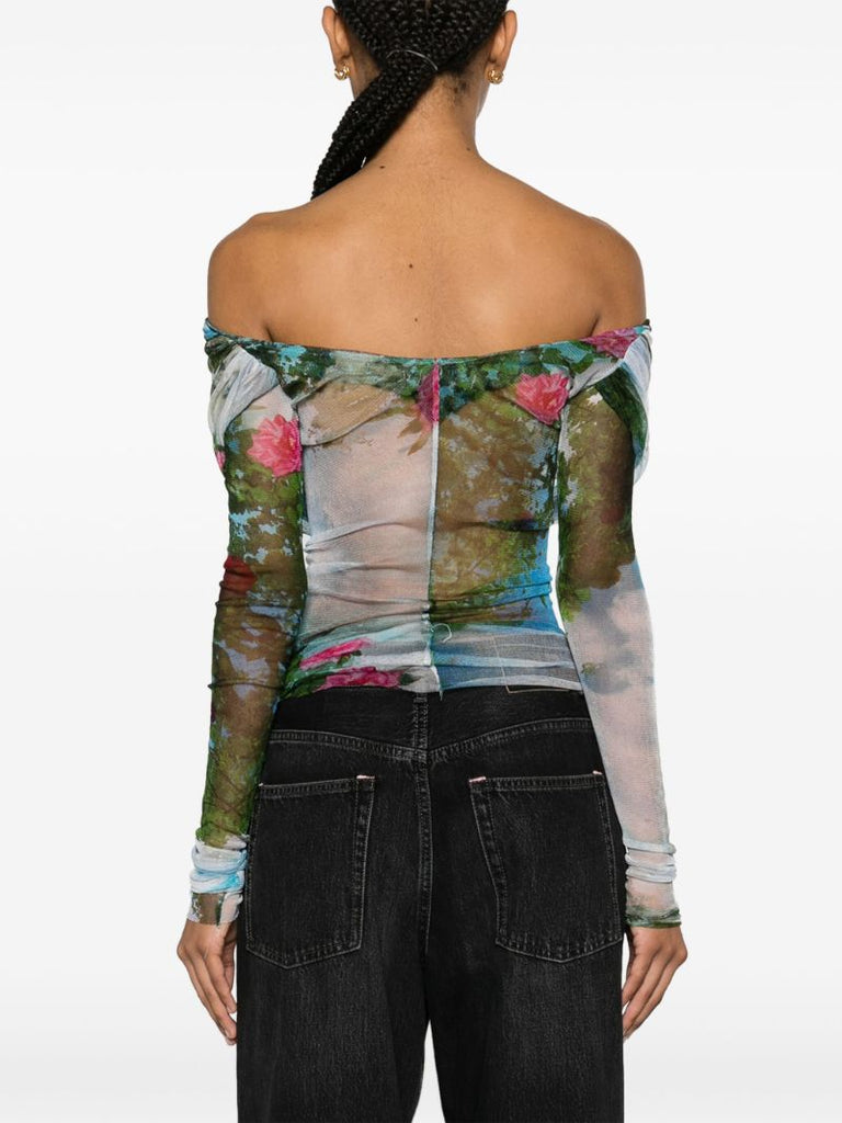 Blue Lucid Veiled Silk Top