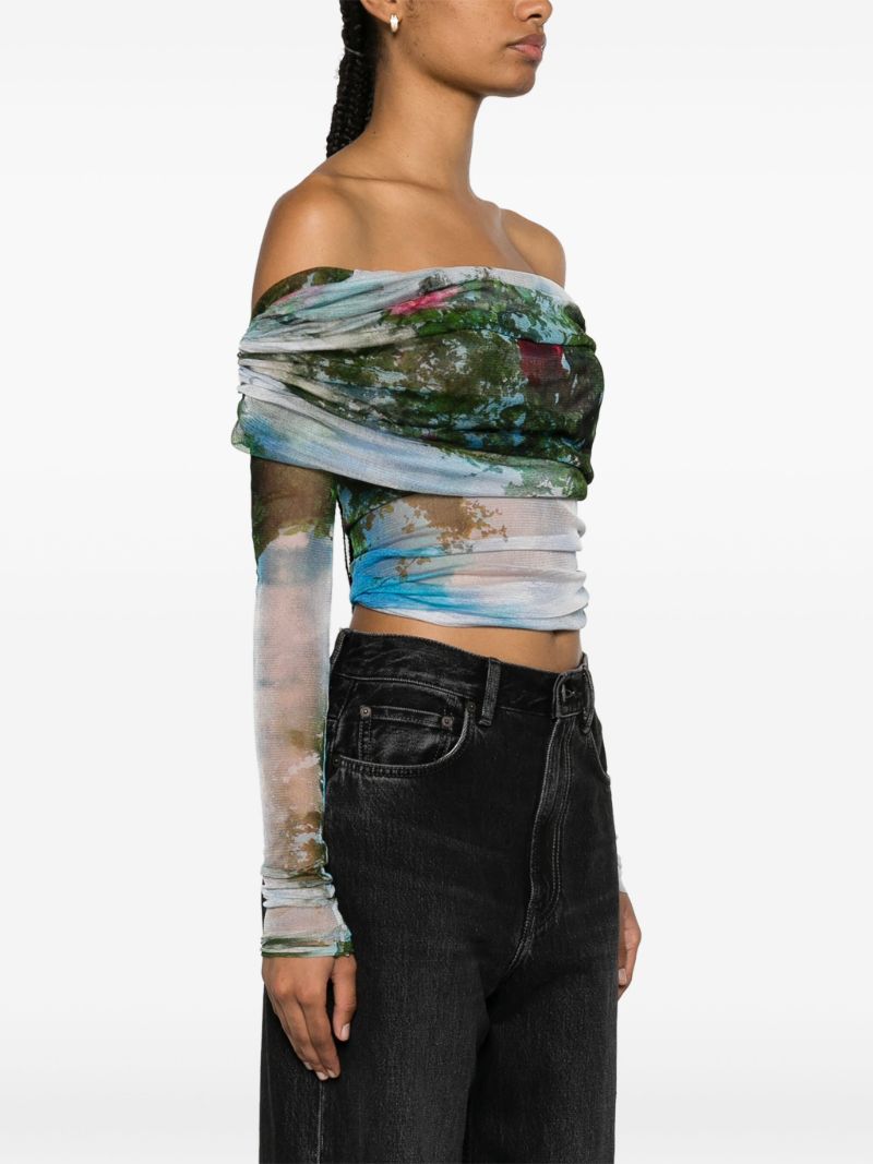 Blue Lucid Veiled Silk Top