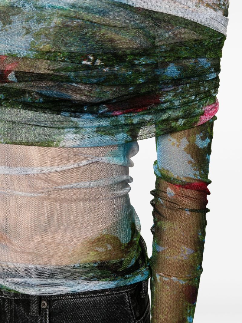 Blue Lucid Veiled Silk Top