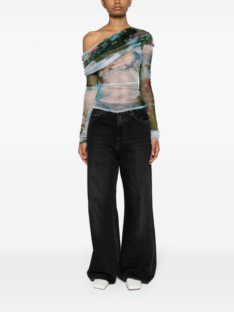 Blue Lucid Veiled Silk Top