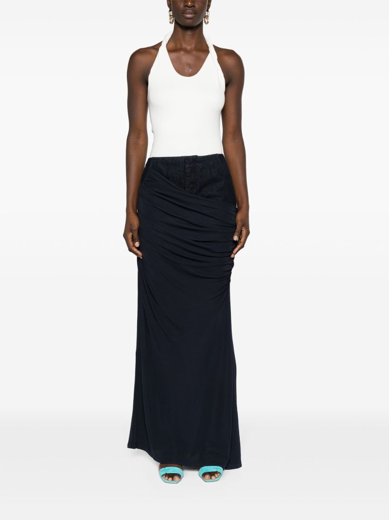 Blue Wrapped Column Skirt