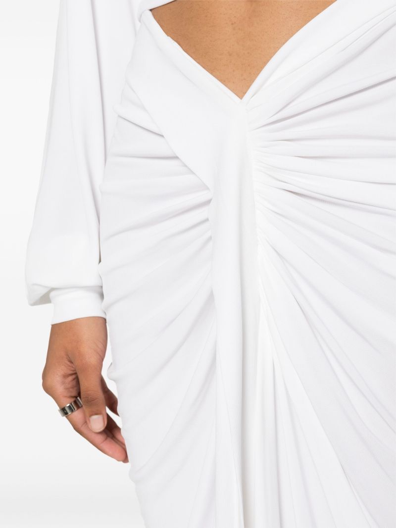 White Carved Draped Jersey Skirt