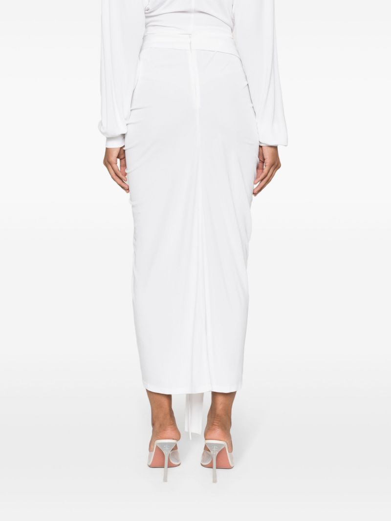 White Carved Draped Jersey Skirt