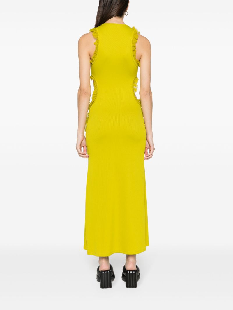 Green Carina Ruffle-trim Midi Dress