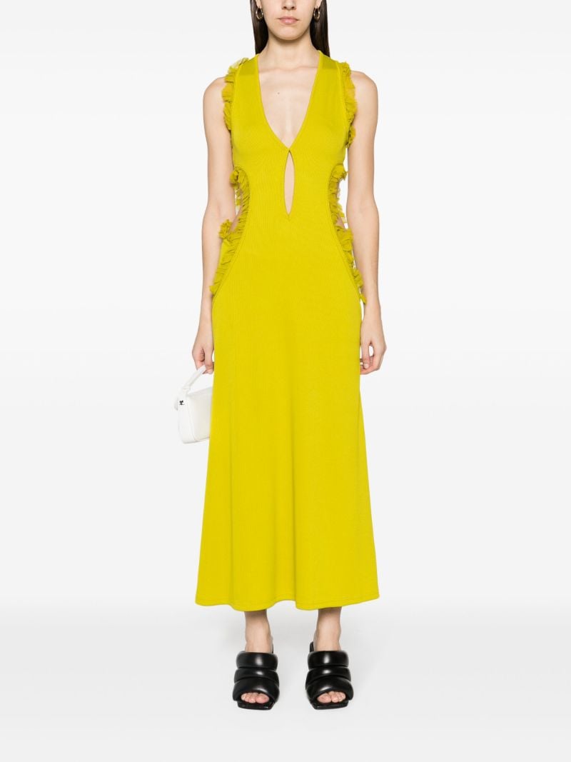 Green Carina Ruffle-trim Midi Dress