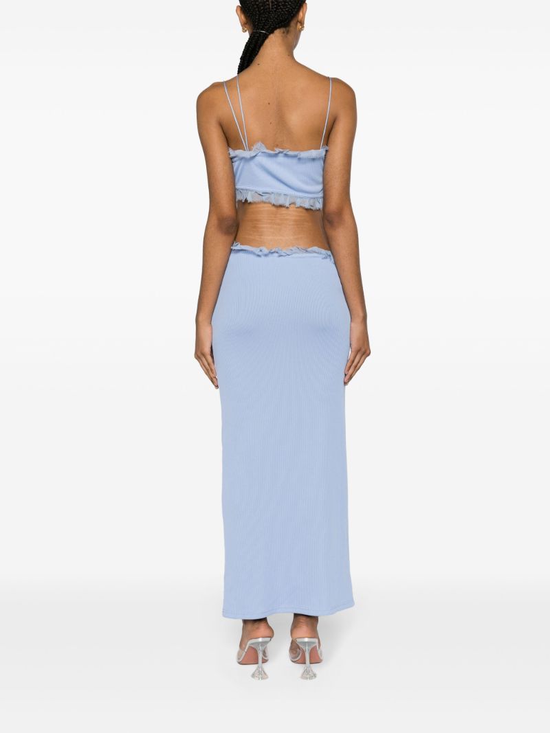 Blue Carina Ruffle Silk Dress