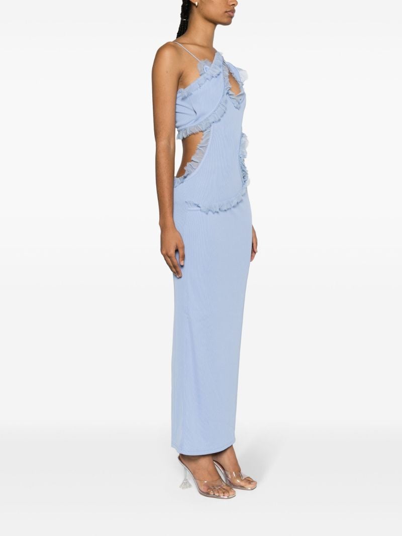 Blue Carina Ruffle Silk Dress