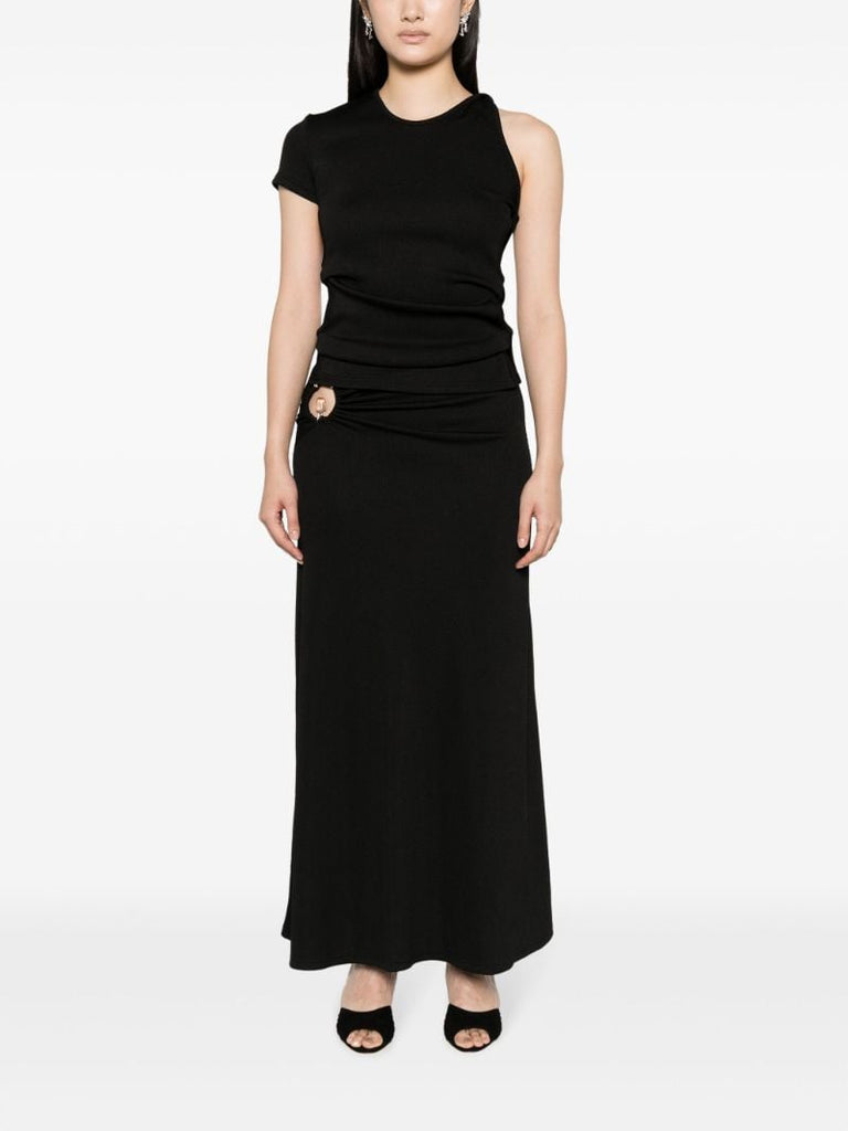 Black Callisto Gathered Maxi Skirt