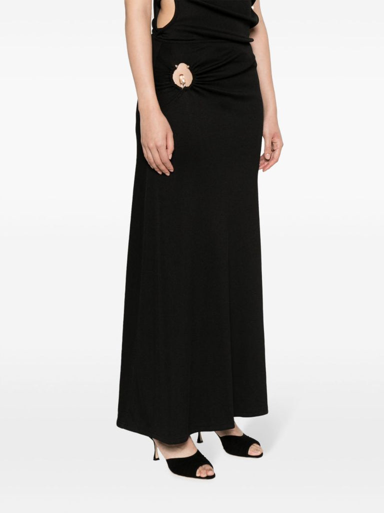 Black Callisto Gathered Maxi Skirt