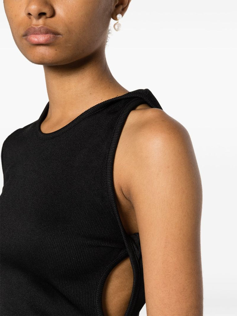 Black Asymmetric Cut-out T-shirt