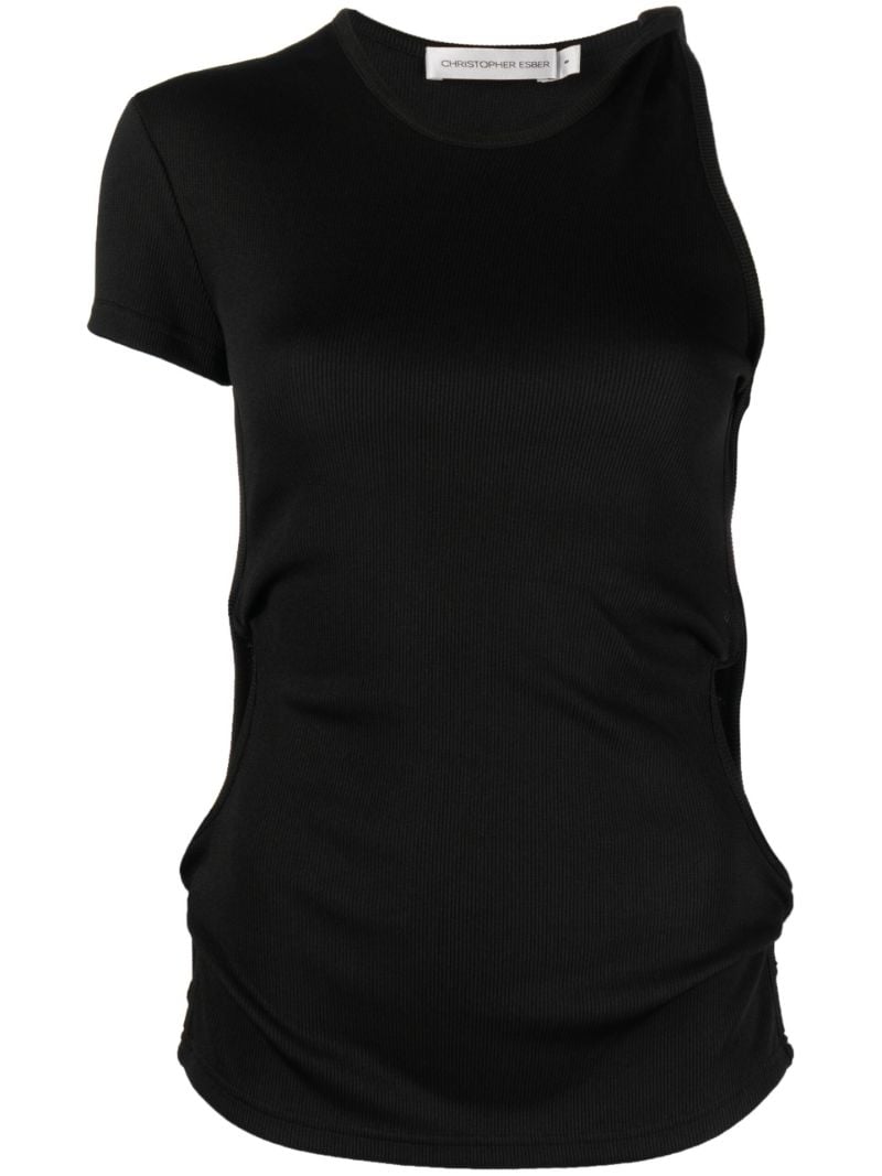Black Asymmetric Cut-out T-shirt