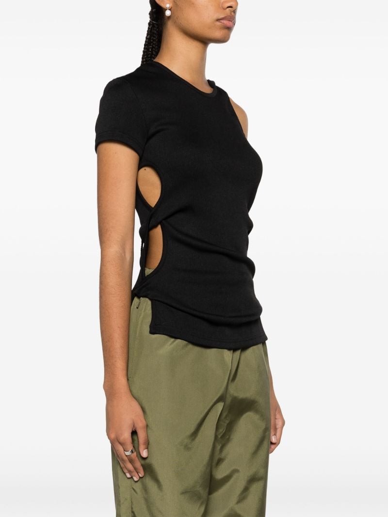 Black Asymmetric Cut-out T-shirt
