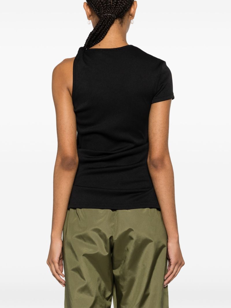 Black Asymmetric Cut-out T-shirt