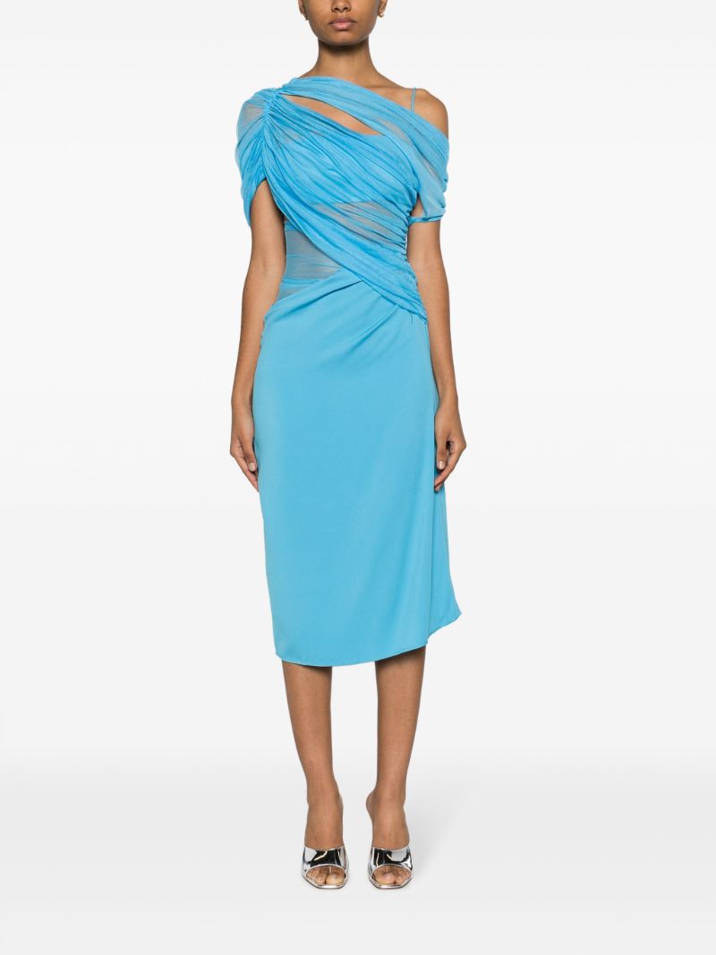 Blue Magnetica Asymmetric Midi Dress