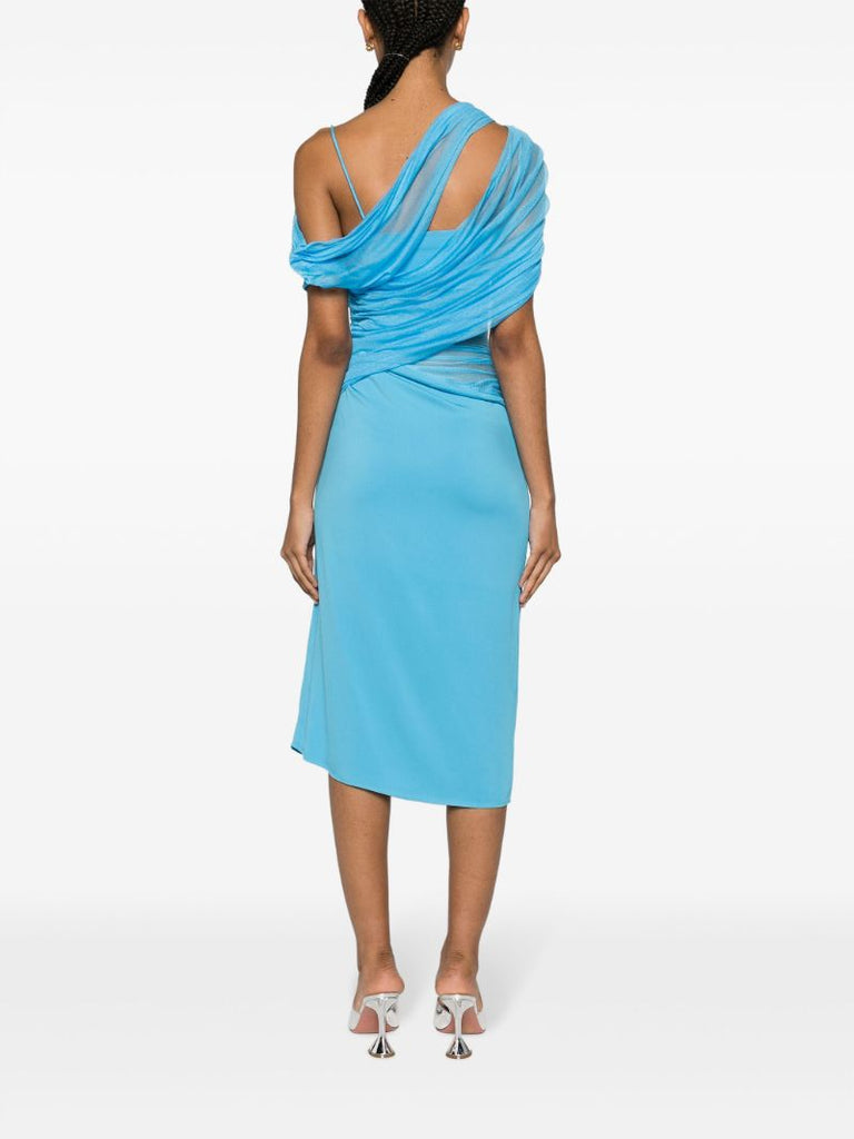 Blue Magnetica Asymmetric Midi Dress