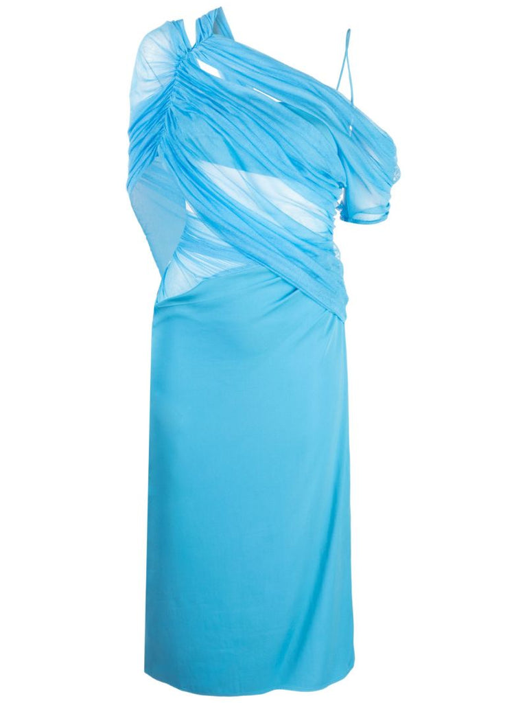 Blue Magnetica Asymmetric Midi Dress