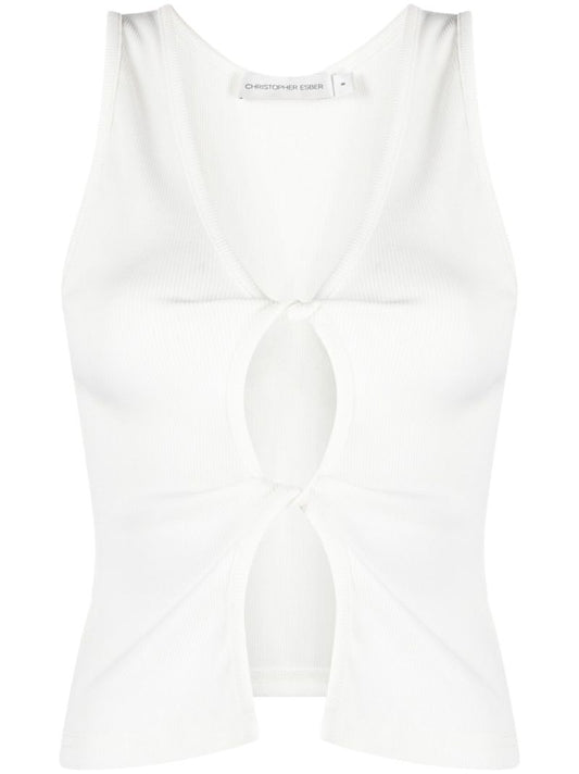 White Twist Cut-out Tank Top