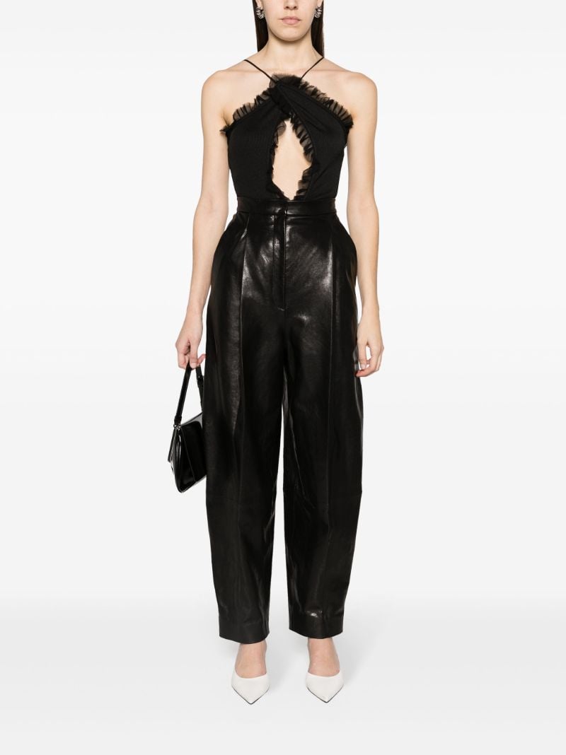 Black Carina Ruffle-trim Bodysuit