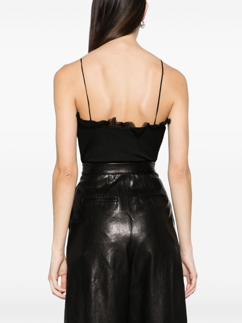 Black Carina Ruffle-trim Bodysuit