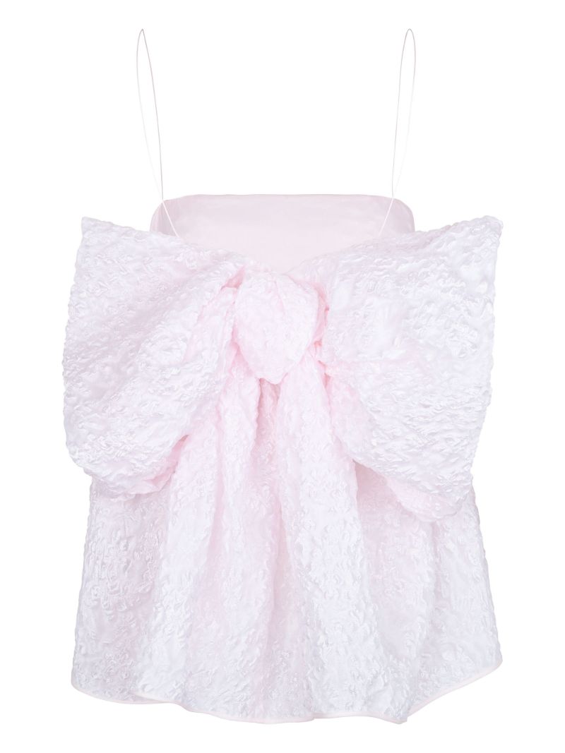 Pink Veronica Bow-embellished MatelassÃ_x0083_Â© Top