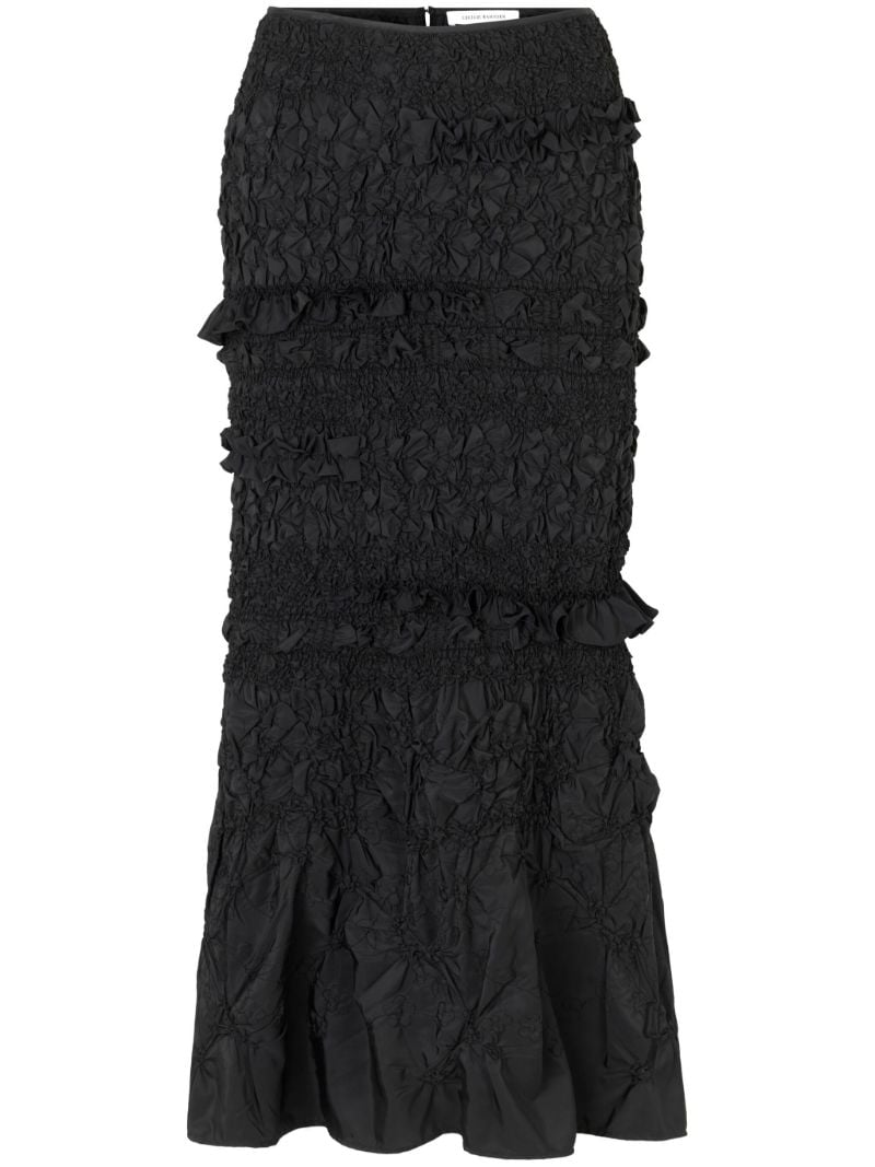 Black Venus Ruched Midi Skirt