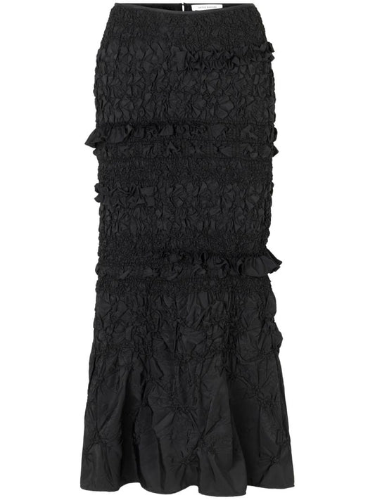Black Venus Ruched Midi Skirt