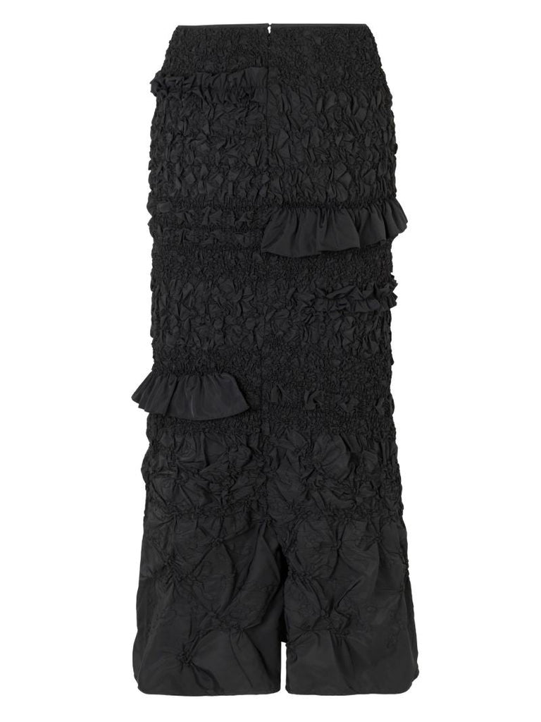 Black Venus Ruched Midi Skirt
