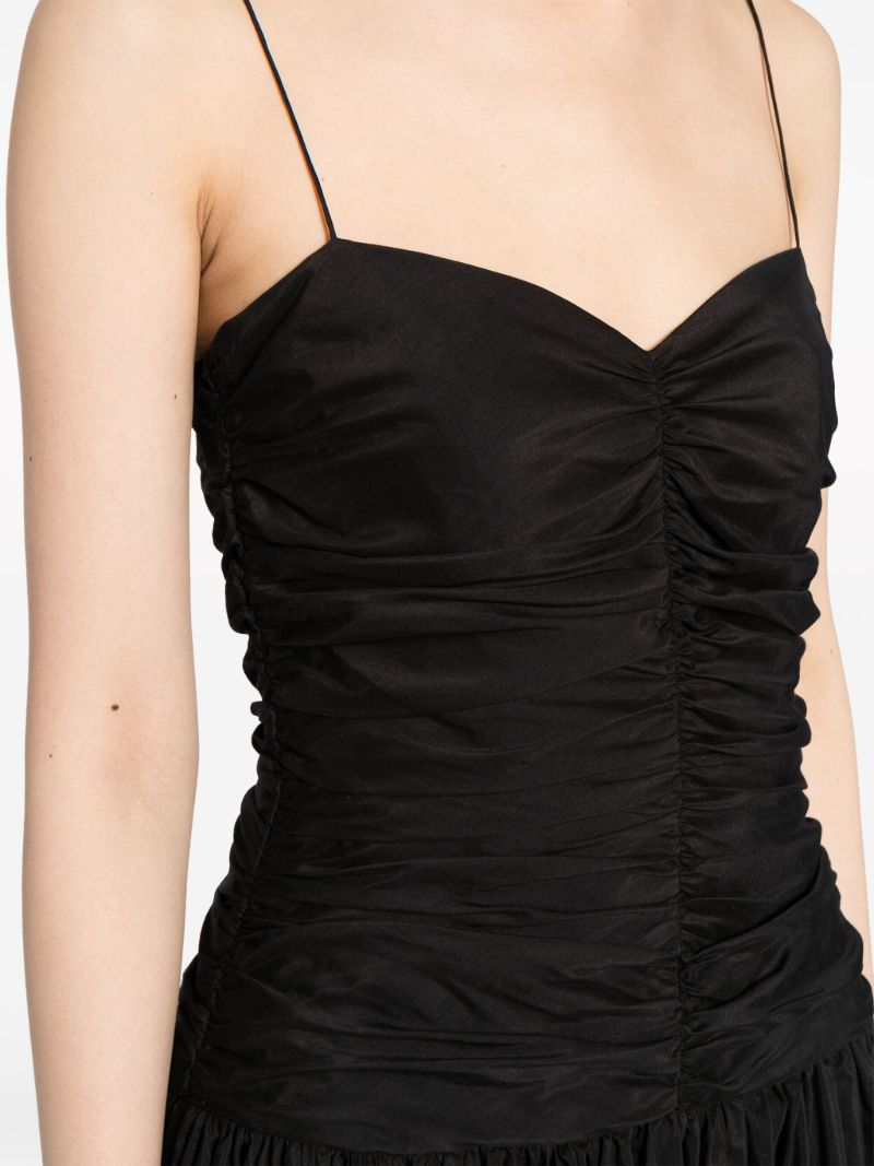 Black Gathered Drop Waist Dress