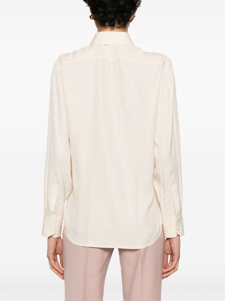 White Horsebit-jacquard Silk Shirt