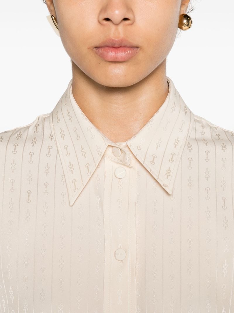 White Horsebit-jacquard Silk Shirt