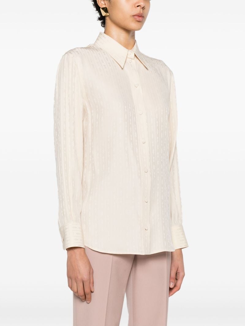 White Horsebit-jacquard Silk Shirt